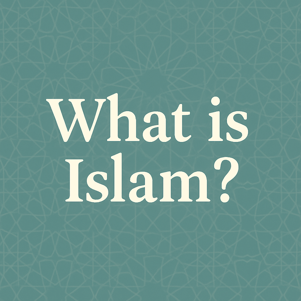 What is Islam? article cover with subtle Islamic geometric background